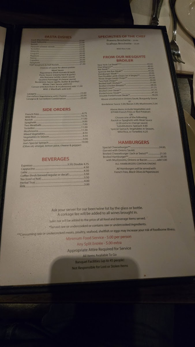 Menu Marin Joe's Restaurant-4