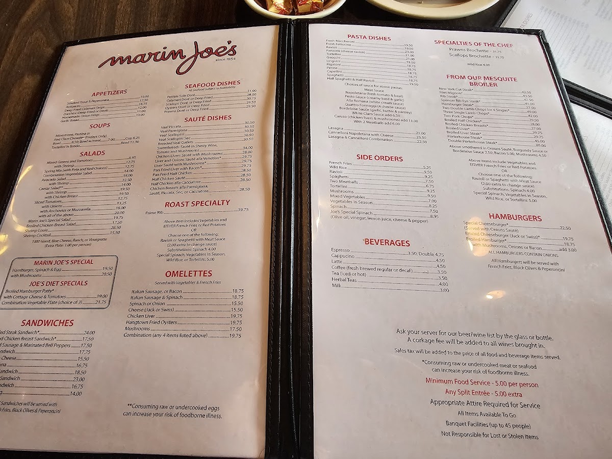 Menu Marin Joe's Restaurant-6