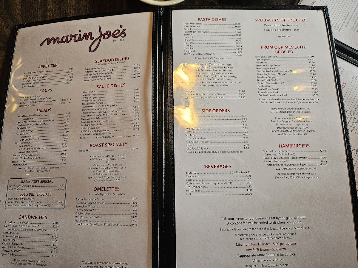 Menu Marin Joe's Restaurant-7